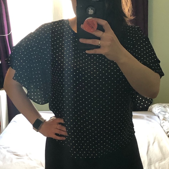 Polka Dot Cropped Blouse - Picture 2 of 4